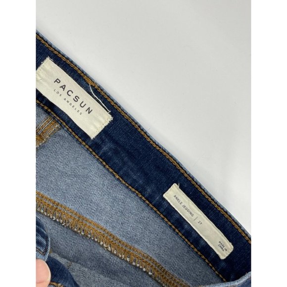 Pac Sun Women's Mid Rise Ankle Jeggings Distressed Skinny Jeans Denim Size 27 W - Picture 6 of 12